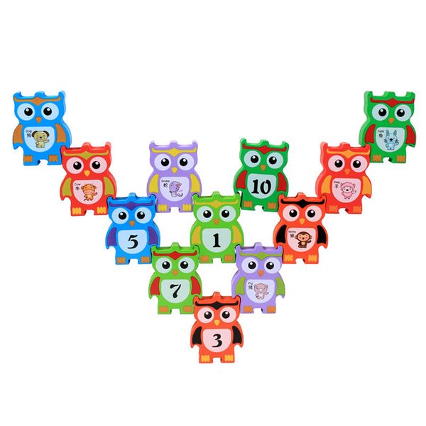 

childrens educational early childhood wood chinese zodiac balance building blockschildren baby play supplies