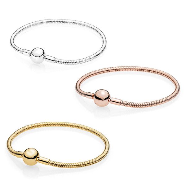 

s925 silver moments snake bracelet bangle fit women beaded charm diy rope chain jewelry christmas bracelets gift, Black