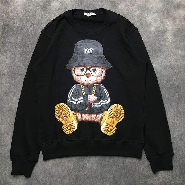 

givenchy men мужские дизайнерские толстовки givh57 новый модный бренд роскошный мультфильм плюшевый медведь напечатаны санитарные одежды, Black