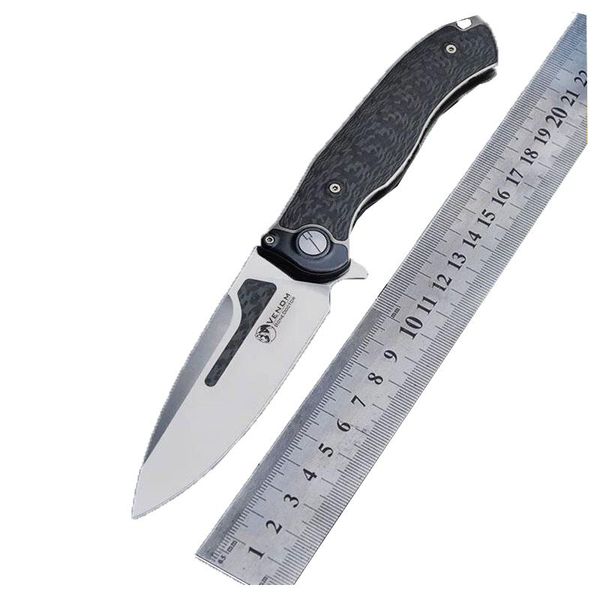 

FK-102 M390 Folding Pocket Knife with Titanium Inlaid Zirconium Alloy and Carbon Fiber with Back Clip Inlaid Tritium Gas Tube Venom Series