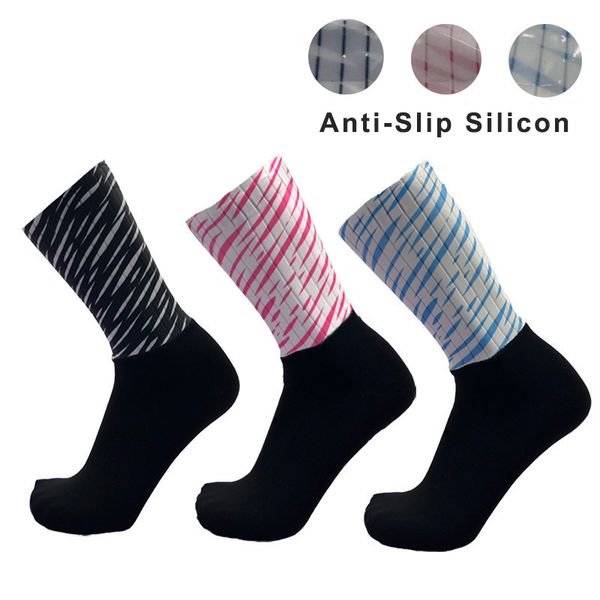 

2019 non-slip cycling socks men women road bicycle socks outdoor brand racing bike compression sport anti-slip, Black