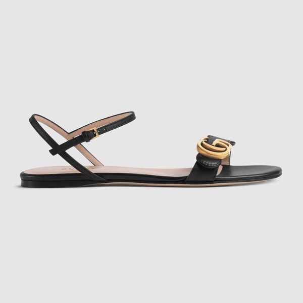 

524631 genuine leather luxurys footwear designers ladies sandal 35-40, Black