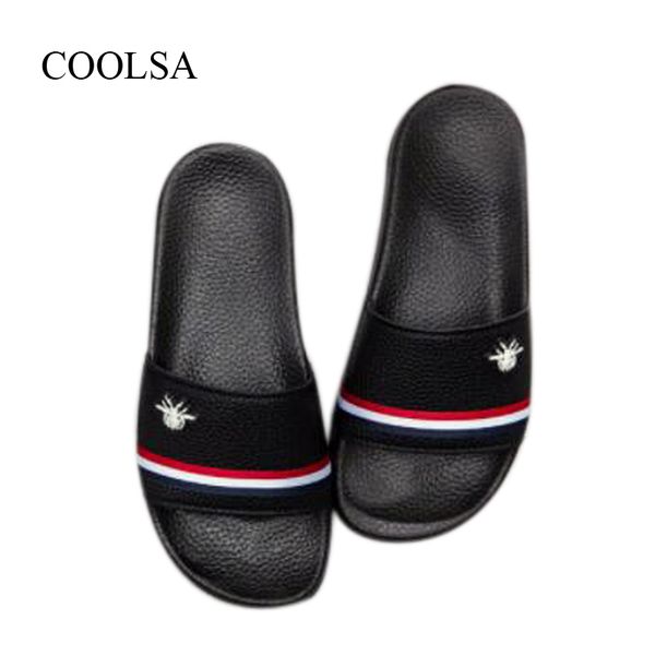 

coolsa men's summer striped beach flip flops outdoor solid animal slippers flat sandals men slides black white couple slippers, Blue;gray