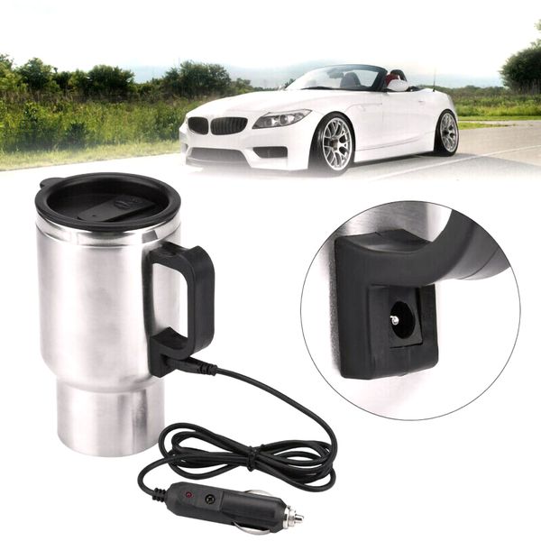 

500ml car based heating stainless steel cup kettle 12v travel coffee heated mug
