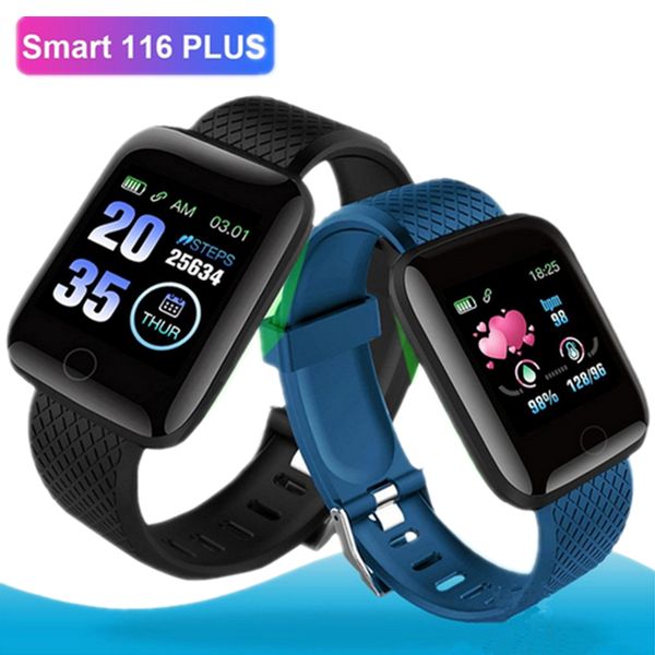 Screen colorida116 Plus Smart Wrist Watch Watch Bracelets Rastreador de fitness Freqüência cardíaca Etapa Monitor da faixa IP67 Imper impermeável