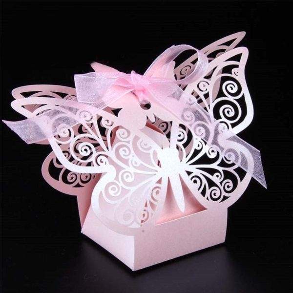 

50pcs butterfly gift paper boxes creative laser cutting wedding candy box chocolate carton wedding decoration supplies