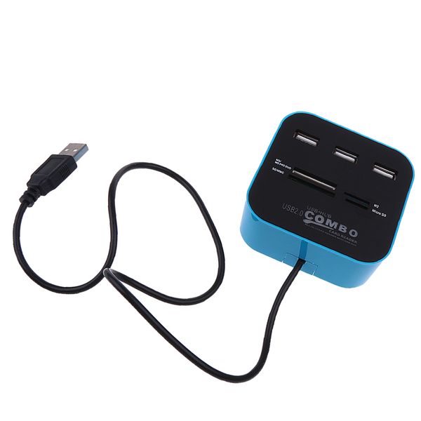

all in one multi-card reader with 3 usb 2.0 ports hub combo for micro sd