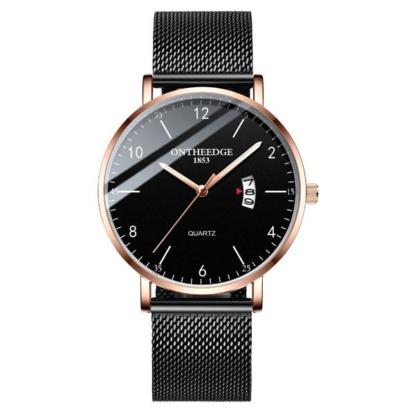 

ontheede роскошные мужские деловые наручные часы хронограф повседневная тонкая сетка сталь водонепроницаемая дата светящиеся спортивные часы, Slivery;brown