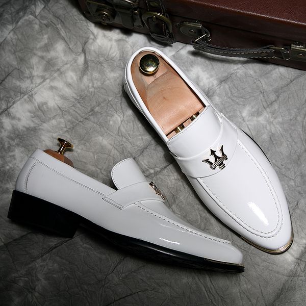 

new bright leather pointed shoes casual shoes white men's dress, Black