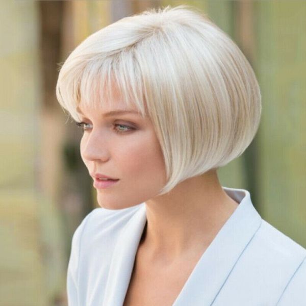 

ladies wig women short straight natural hair cosplay wigs silver wig daily use, Black