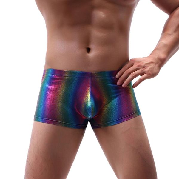 

male underwear underpants dazzle rainbow underwear men boxer men ropa interior u convex breathable masculina boxer, Black;white