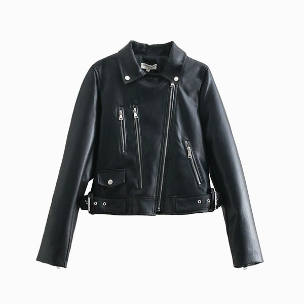 

women clothes 2019 pu leather motorcycle jacket fall 2019 black leather jacket women trench womens clothing
