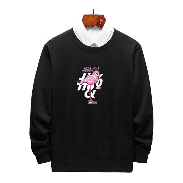 

designer mens & womens hoodie men autumn winter pullover sweatshirts casual flamingo print men clothing 3 colors size m-4xl, Black