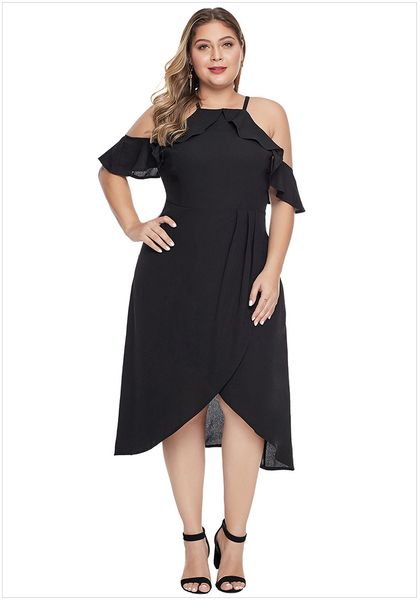 

xl 2xl 3xl 4xl 5xl drop sleeve plus size dress summer off shoulder women slit beach dress sundress ruffle korean fashion dresses dlm611156, White;black