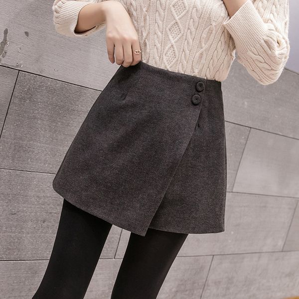 

2019 новые женские шорты юбки осенняя мода высокая талия a-line кюлоты повседневные женские зимние шерстяные шорты, White;black