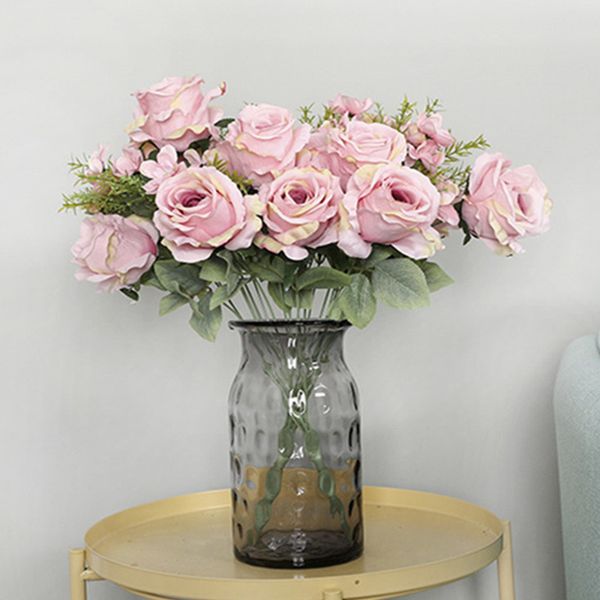 

1bunch new french rose silk artificial flowers home table centerpiece flores wedding decoration silk fake flowers roses
