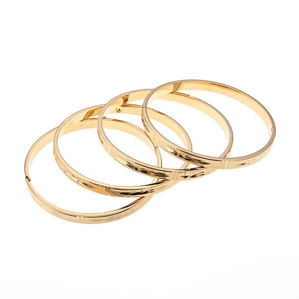 Dubai Gold Bangles Donna Uomo 4 pezzi Bracciali in oro Africano europeo Etiopia Ragazze Gioielli Sposa Braccialetti Regalo
