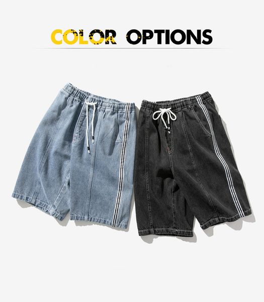 

Fashion Men's Jean Summer Casual Hip-hop Style new designer trend loose straight leg five-minute pants Two- colorer selected Size M-8XL