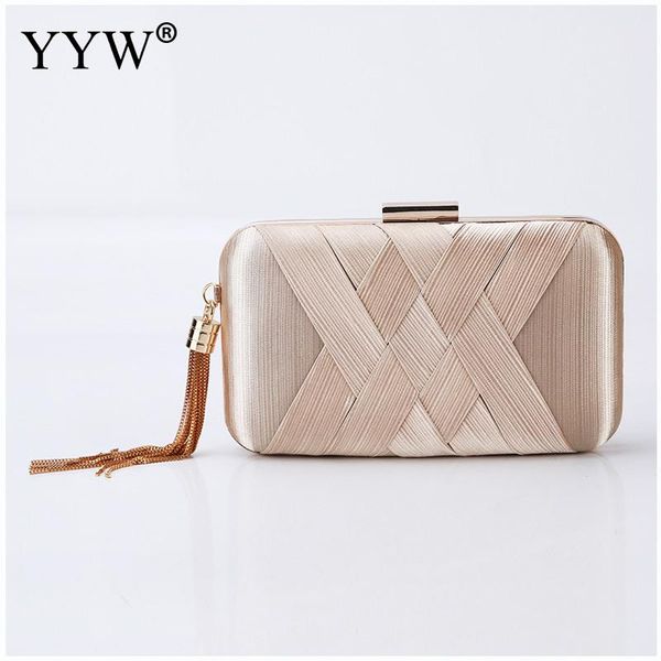 

metal women day clutches tassel luxury lady evening bags small party wedding bridal chain shoulder handbag clutch female 2019
