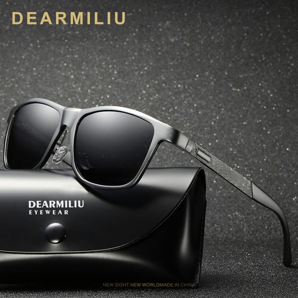 

dearmiliu square men polarized sunglasses aluminum magnesium sun glasses driving rectangle shades for men oculos masculino male, White;black