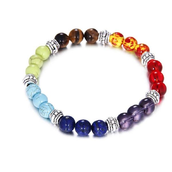 

мода ювелирных изделия бирюзовой природных 8мм бусина mens шарм бисер тигрового глаз браслет stretch бисер йог чакра мужчины браслет для муж, Black