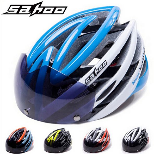 

magnetic bicycle helmet ultralight cycling glasses helmets integrally-molded mtb road bike helmet uv protection visor sahoo