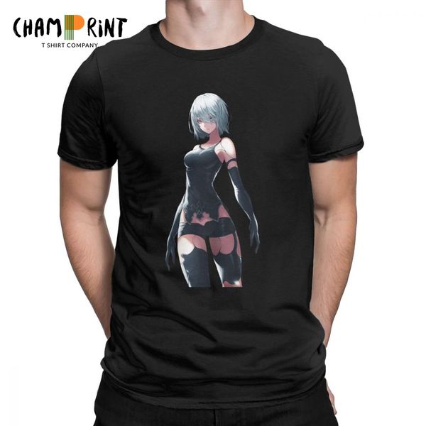 

yorha type a no.2 men's t shirts nier automata games cotton funny short sleeve crewneck tees graphic t-shirts, White;black