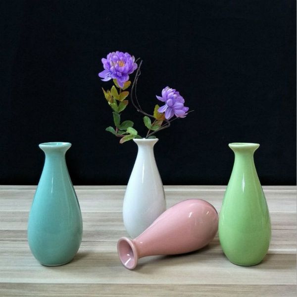 

new ceramic flower vase home table decor flower pot arrangement garden desk ornament creative mini vase 10.5cm height 4 color