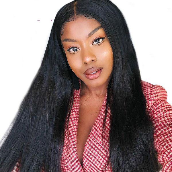 

250 density lace front human hair wigs for black women straight peruvian long lace frontal wigs pre plucked with baby hair