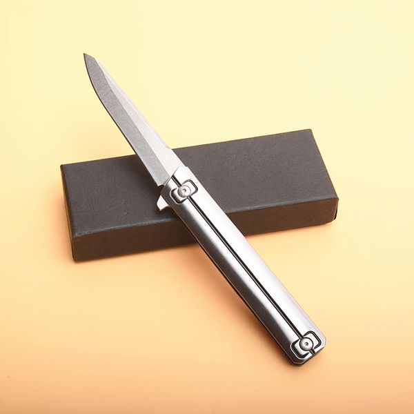 Coltello chiudibile Flipper D2 Stone Wash Lama Manico in acciaio inossidabile Cuscinetto a sfera Coltelli ad apertura rapida EDC Gear