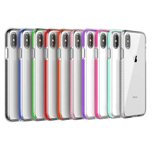 

two-tone clear tpu cell phone case hybrid armor shockproof cover for iphone 11 pro max xs xr max samsung note 10 s10 plus