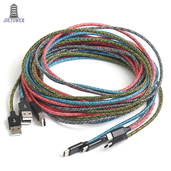 

100pcs/lot 1m 2m 3m 1m 2m 3m colorful cloth yarn micro 5pin fabric nylon braided usb data sync charger cable for samsung typec 2a