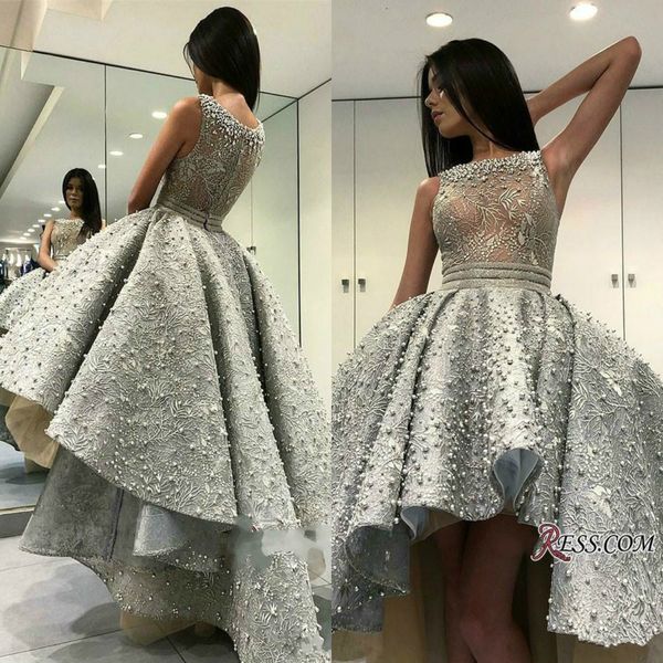 

роскошный жемчуг высокий низкий пром платья бисером иллюзия лиф кружева вечерние платья драгоценный камень шеи арабский коктейль платье vest, Black