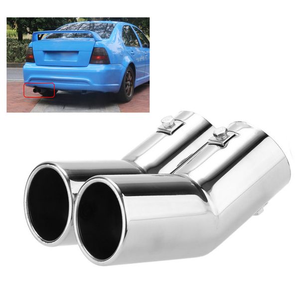 Freeshipping Car-Styling Dual-Auspuff-Endrohre Edelstahl-Auspuff-Endrohre Schalldämpferspitzen für VW Golf 4 Bora Jetta Motocicleta