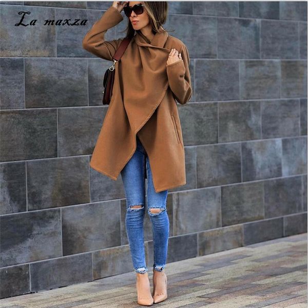

women's wool & blends women coats winter 2021 fashion clothes vintage elegant korean style loose coat, Black