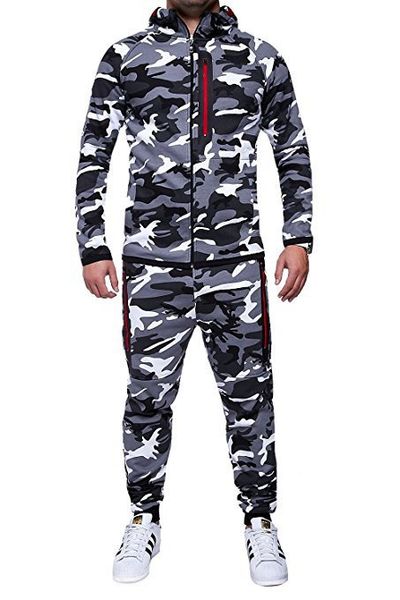 

2019 new men's outdoor camouflage jacket thermal sublimation camouflage suit man tracksuit, Gray