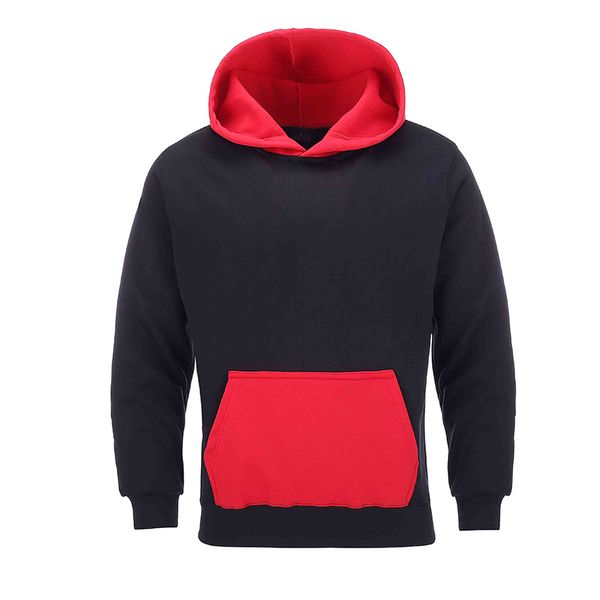 

men's hoodie solid color casual shirt men's fashion wool pullover autumn and winter sportswear fitness running clothes wholesale, Black