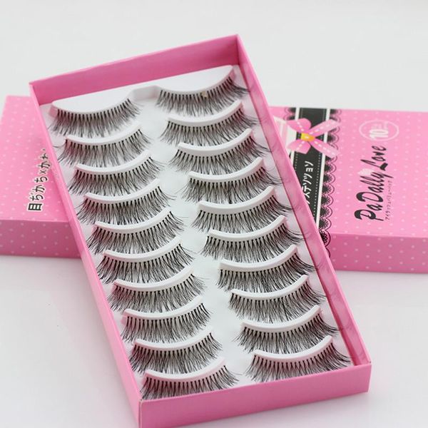 

10 pairs natural false eyelashes thick long cross party false eyelashes black band fake eye lashes handmade reusable long makeup