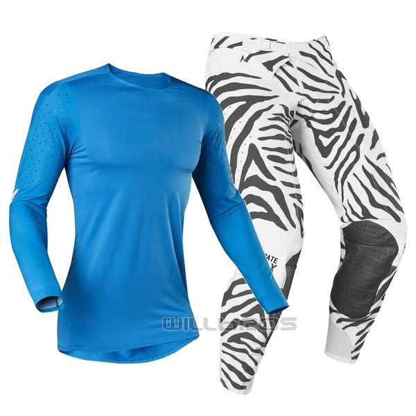 

2019 le flexair zebra gear set motocross off road mx racing jersey pant combo blue men's equipment, Black;blue