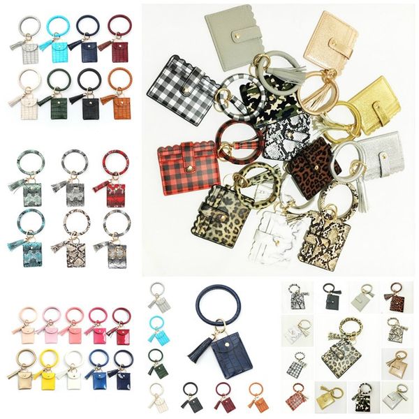 

fashion bracelet keychain wallet leopard pu leather tassel women card bag women clutch wristlet keyring party favor 4 style t2c5232, Silver