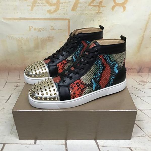 

2018 spikes men flat wire mesh high red bottom casual shoes,womens fashion sneakers ,outdoor flat shoes size11, Black