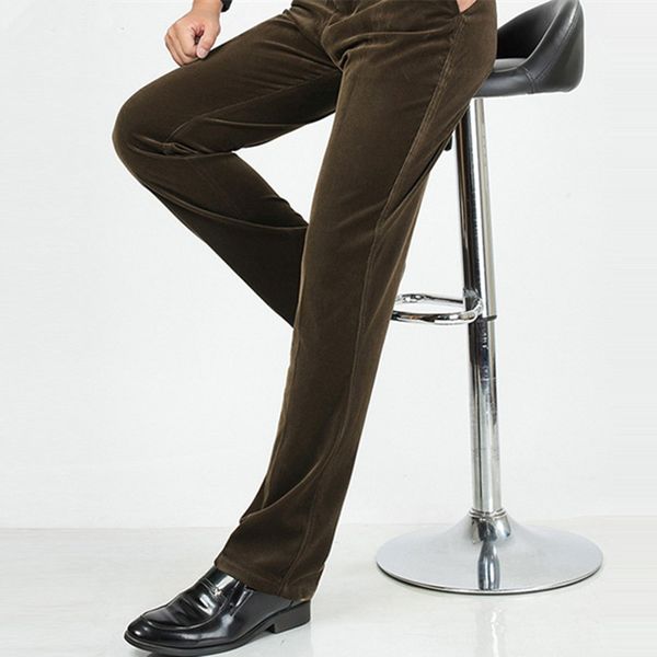 

yg6130-a1336 2018 autumn and winter men's style leisure pants corduroy middle-aged high waist trousers wholesale, Black