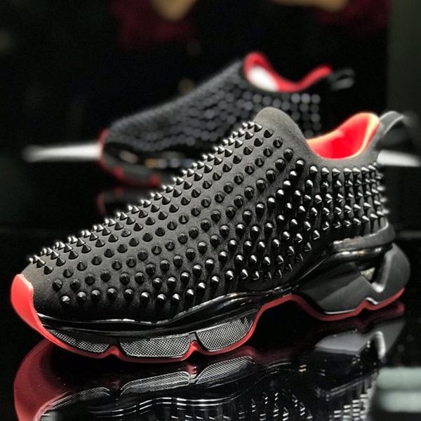 

fashion louboutin man shoes cl casual shoes luxury designer sneaker genuine leather runner shoes red bottom with box us38-45, Black