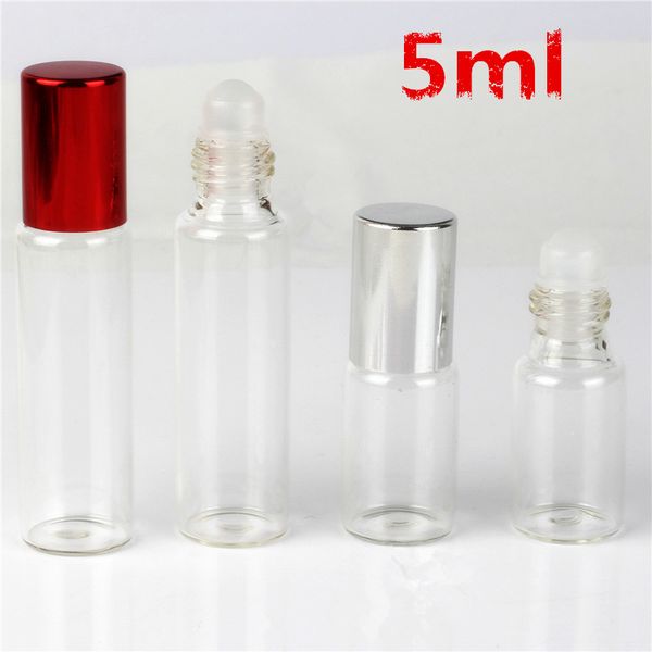 

6pcs clear glass essential oil roller bottles with glass roller balls perfumes lip balms roll on bottles 5ml