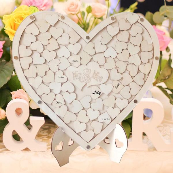 

romantic double heart shape wedding signature puzzle memory guest book