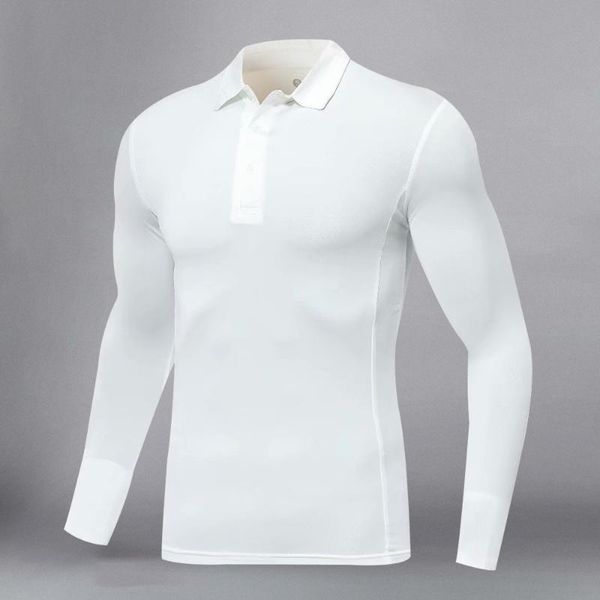 2021 Fashion Men T shirt Casual manica lunga Slim Basic maschile Golf T-shirt da corsa Abbigliamento fitness