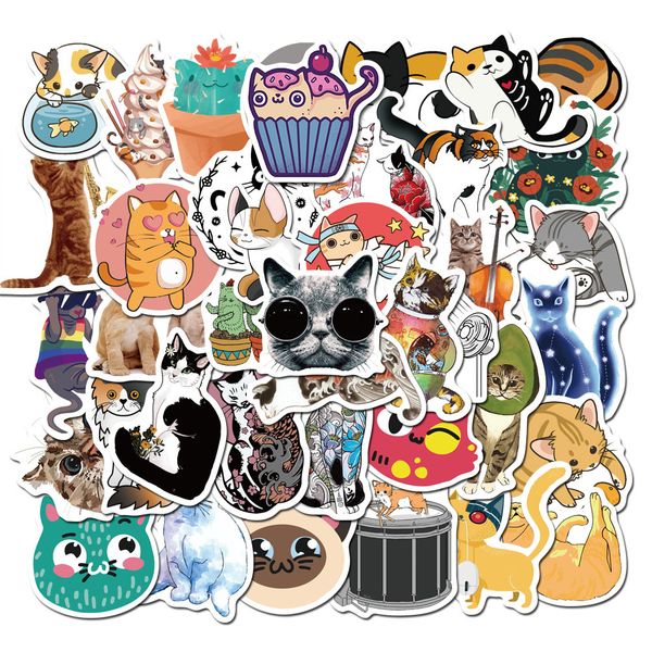 

cartoon cute cute cat waterproof sticker car sticker luggage trolley explosion style doodle sticker