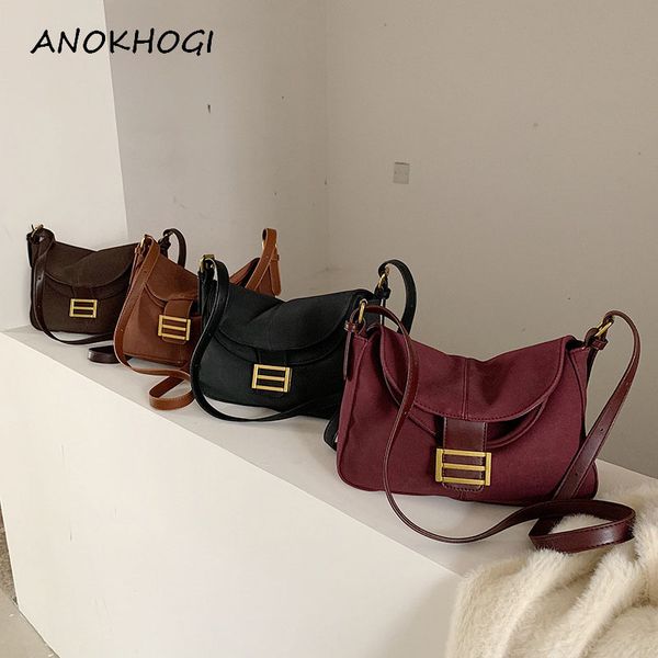 

vintage women leather messenger bag big capacity lady shoulder bags button soft brown crossbody bag b696