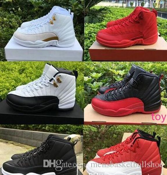 

quality 12 12s white gym red dark grey men women basketball shoes taxi blue suede flu game cny sneakers