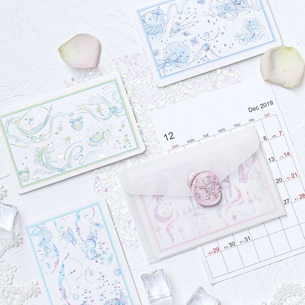 

folding card gift parchment paper envelope laser greeting card new year stamping plastic envelope letter paper